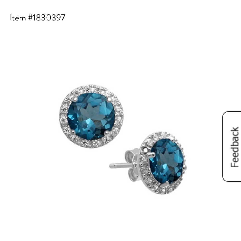 Blue topaz and white sapphire stud earrings